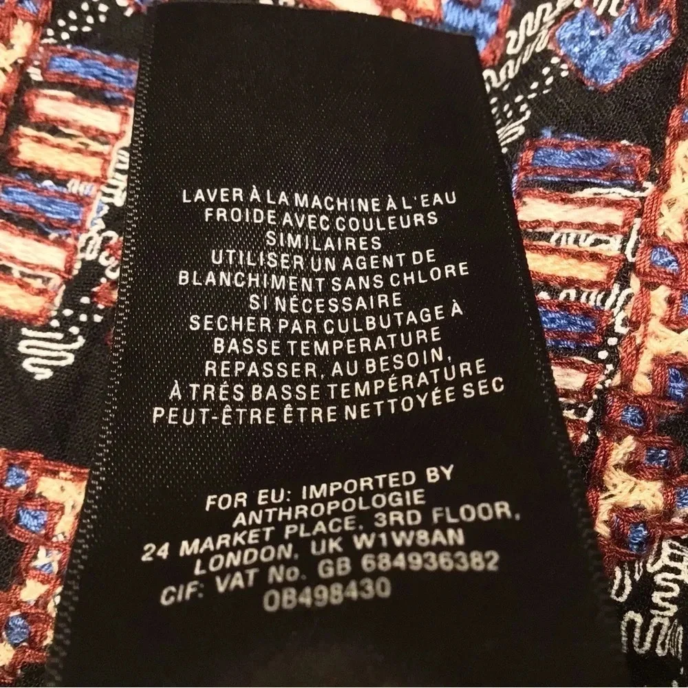 Anthropologie‎ Vanessa Virginia Caria Dress Sz XS Black Red Boho Work School EUC